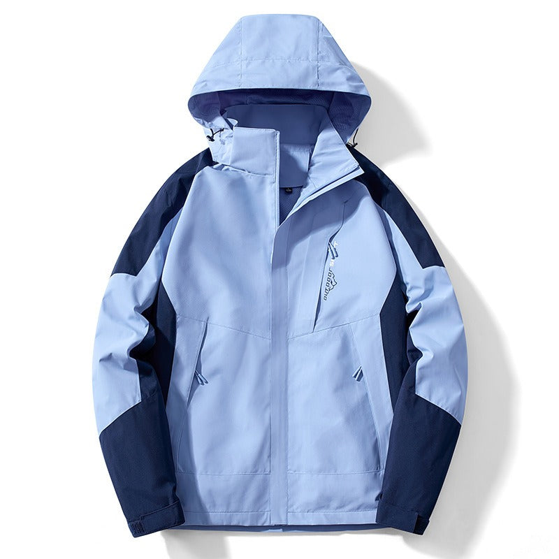 Homme Veste - Tissu Technique - Col Montant Avec Capuche - Coupe Droite - Longueur Hanche