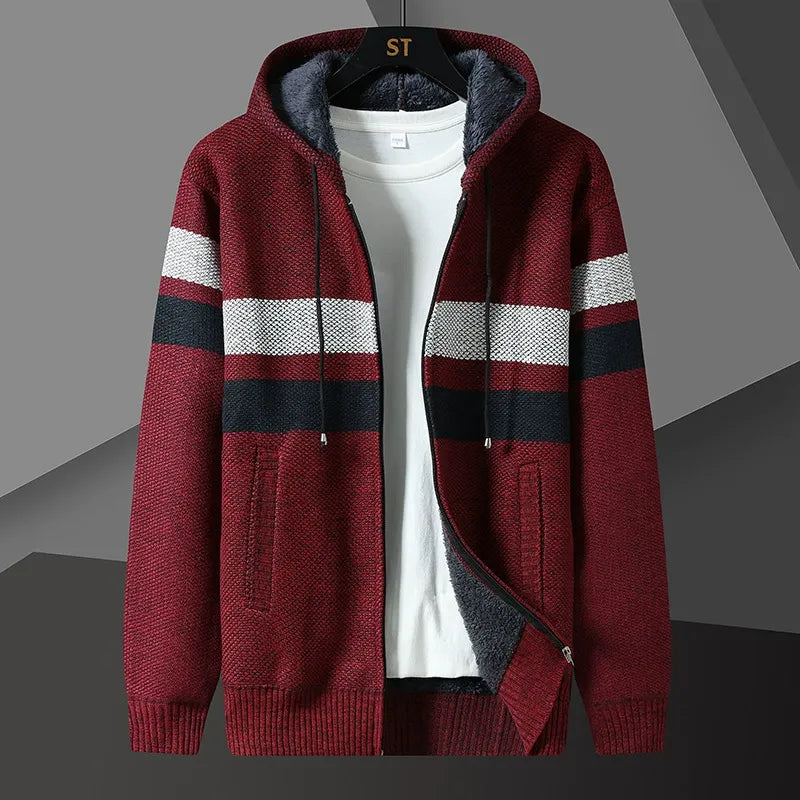 Sweat à capuche homme – Coupe décontractée – Maille texturée – Fermeture zippée