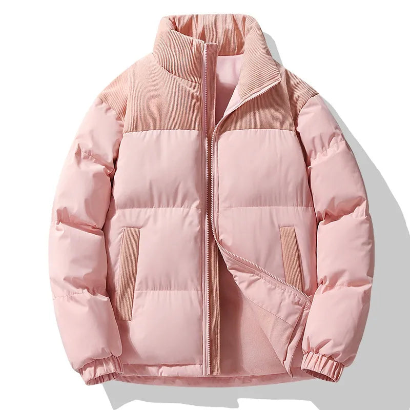 Veste matelassée homme – Coupe oversize – Col montant – Détails en velours côtelé