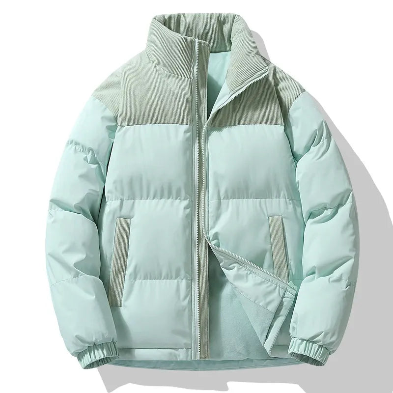 Veste matelassée homme – Coupe oversize – Col montant – Détails en velours côtelé
