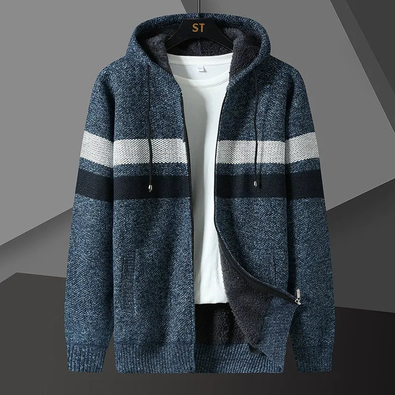 Sweat à capuche homme – Coupe décontractée – Maille texturée – Fermeture zippée