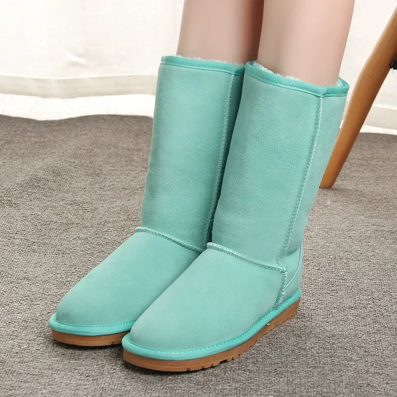 Bottes femme hauteur genou – Suédine – Doublure fausse fourrure – Semelle plate