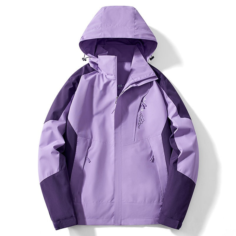 Homme Veste - Tissu Technique - Col Montant Avec Capuche - Coupe Droite - Longueur Hanche