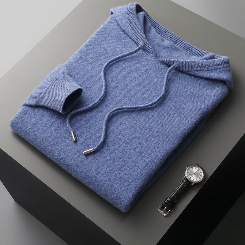 Sweat à capuche homme – Maille laine – Coupe décontractée – Finitions côtelées