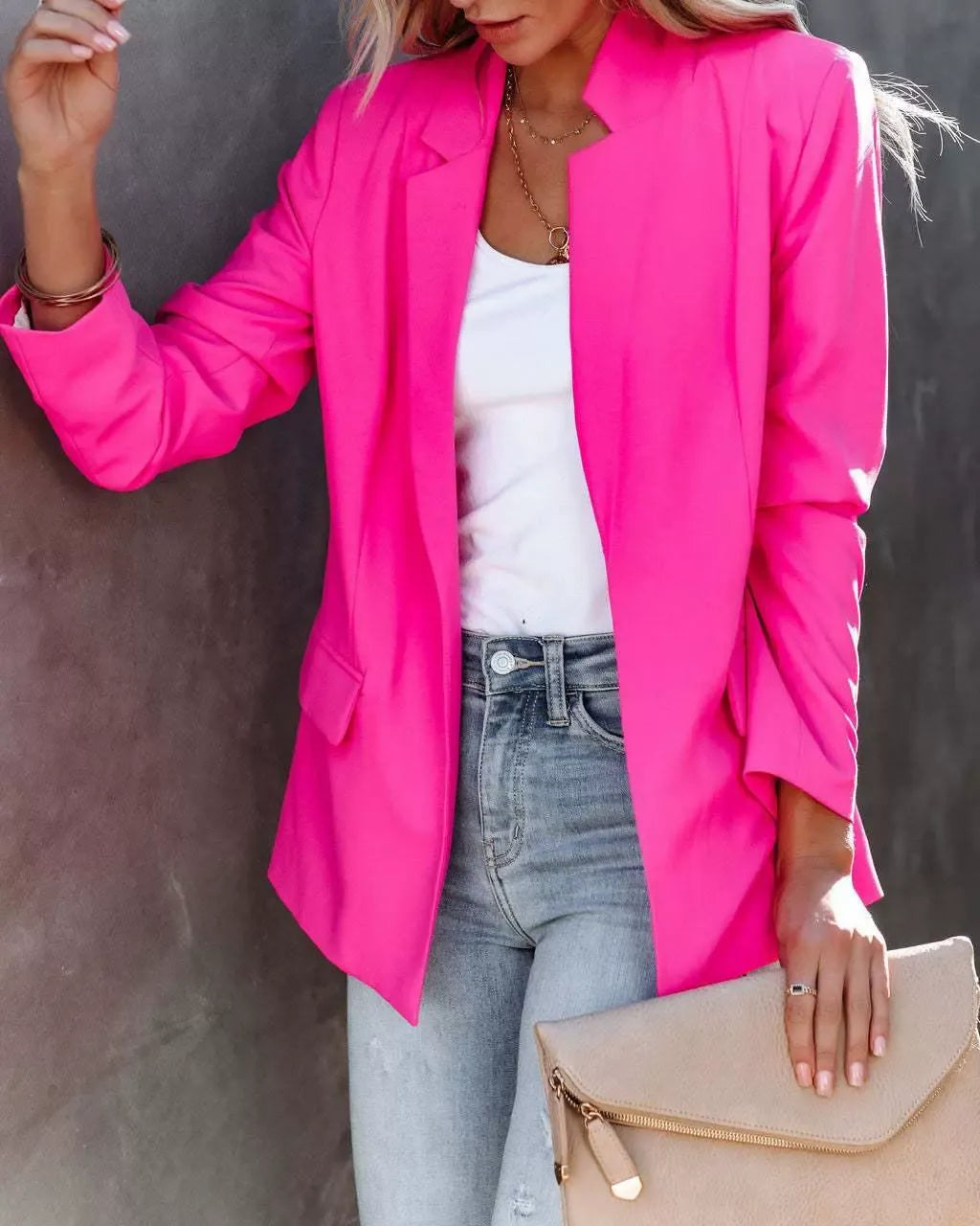 Blazer femme – Coupe slim – Revers cranté – Fermeture un bouton – Style élégant
