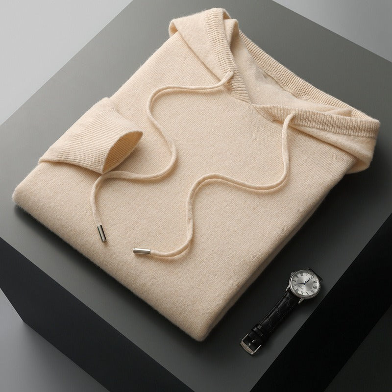 Sweat à capuche homme – Maille laine – Coupe décontractée – Finitions côtelées