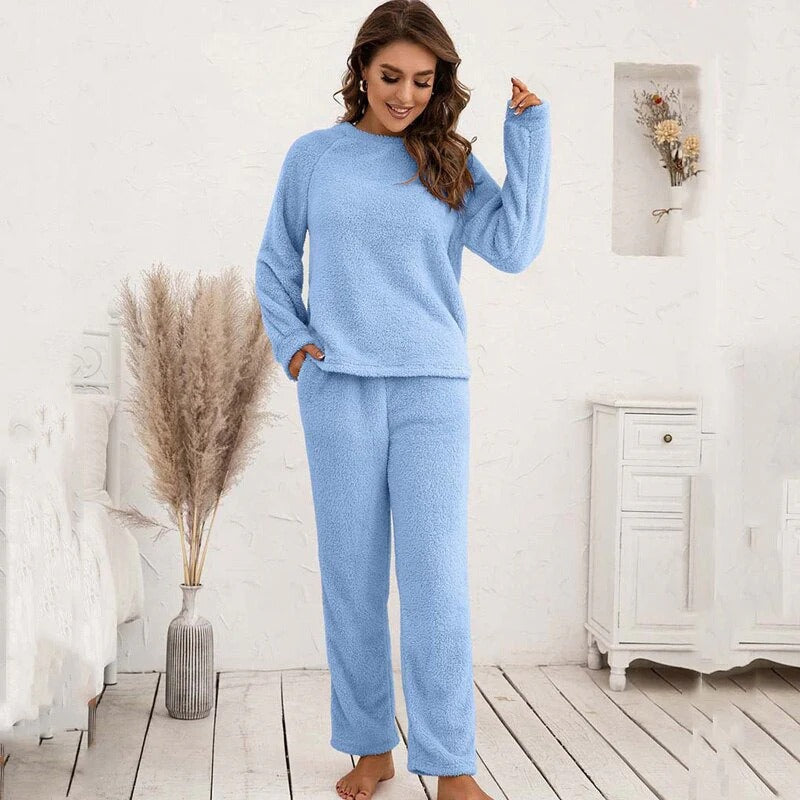 Ensemble détente femme – Fleece doux – Coupe ample – Haut manches longues et pantalon