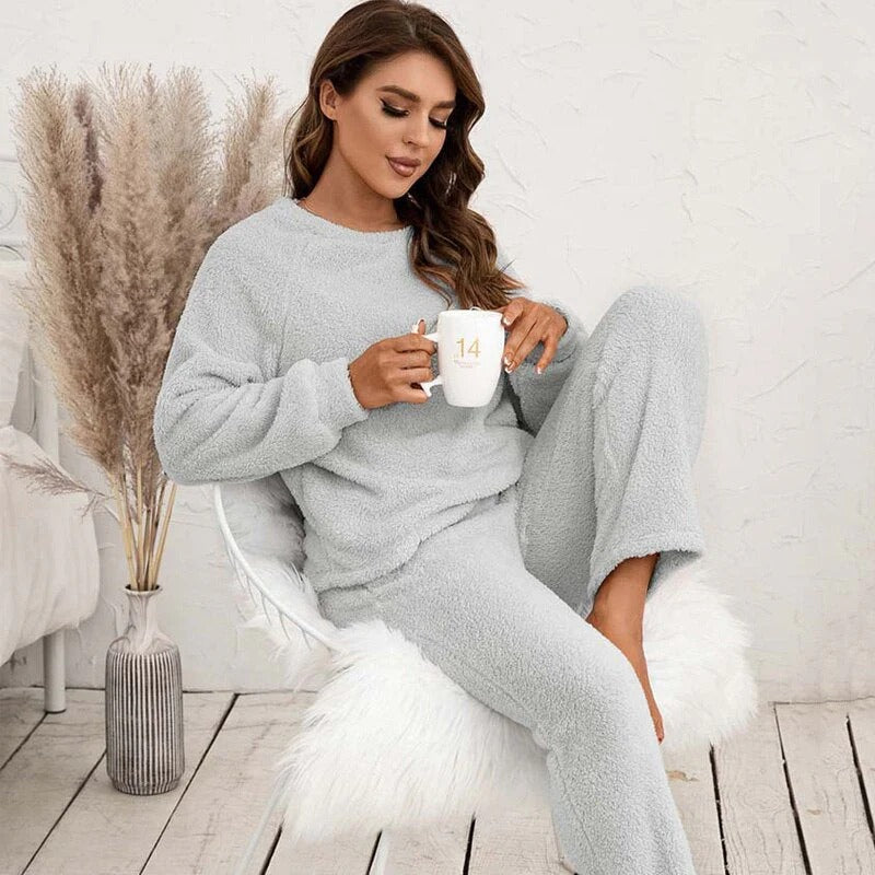 Ensemble détente femme – Fleece doux – Coupe ample – Haut manches longues et pantalon