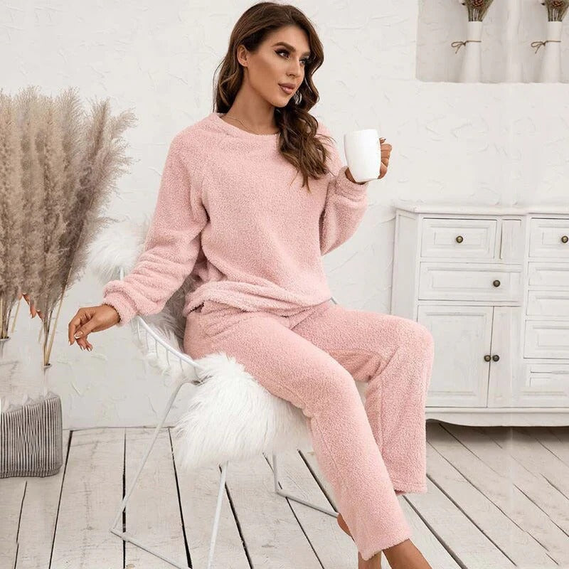 Ensemble détente femme – Fleece doux – Coupe ample – Haut manches longues et pantalon