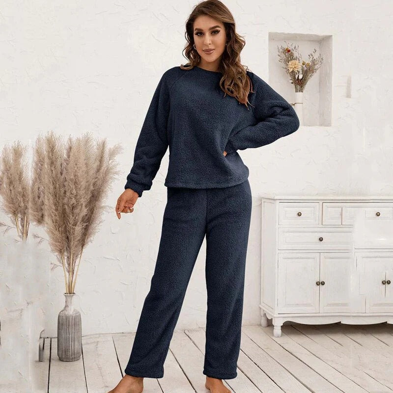 Ensemble détente femme – Fleece doux – Coupe ample – Haut manches longues et pantalon