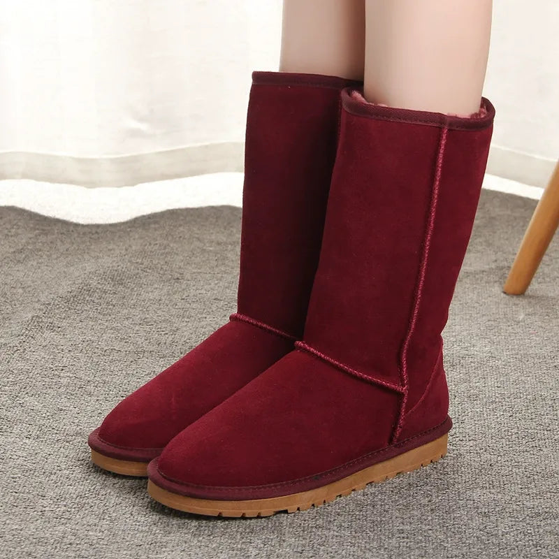 Bottes femme hauteur genou – Suédine – Doublure fausse fourrure – Semelle plate