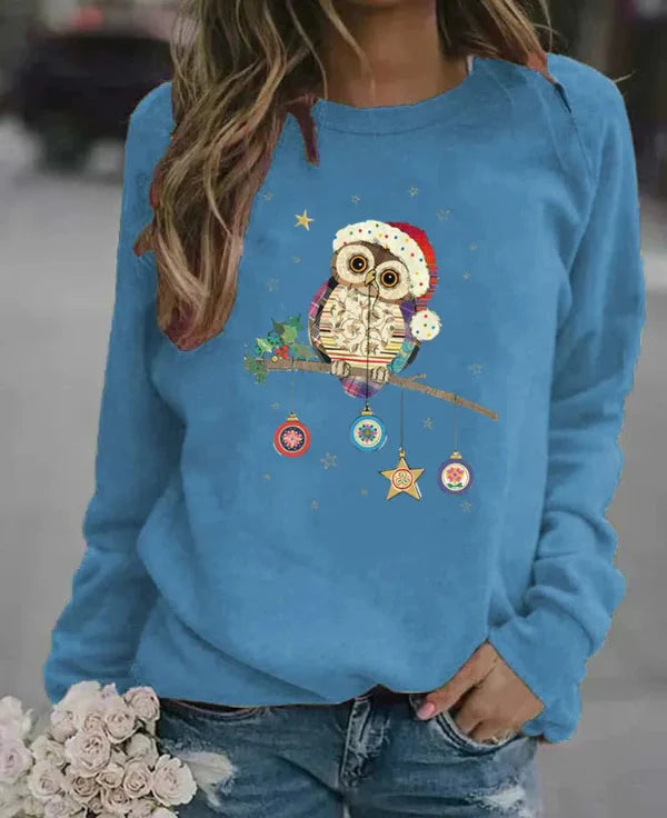 Sweatshirt femme – Coupe décontractée – Coton doux – Manches longues – Motif festif