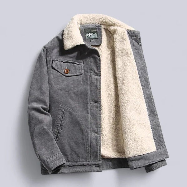 Veste homme en velours côtelé – Coupe décontractée – Doublure polaire – Boutonnage classique