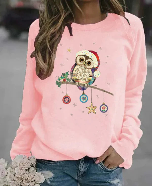 Sweatshirt femme – Coupe décontractée – Coton doux – Manches longues – Motif festif