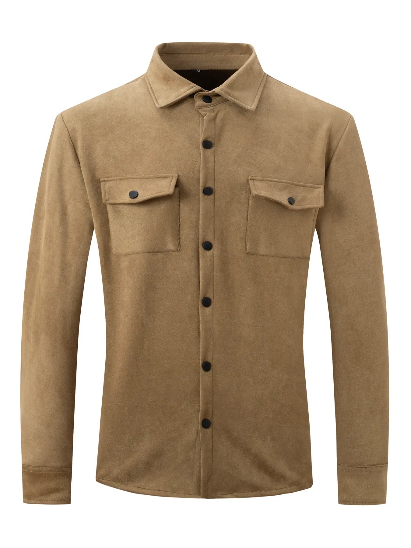 Veste homme casual – Coupe régulière – Effet suédé – Col chemise – Boutonnage frontal