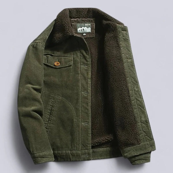 Veste homme en velours côtelé – Coupe décontractée – Doublure polaire – Boutonnage classique