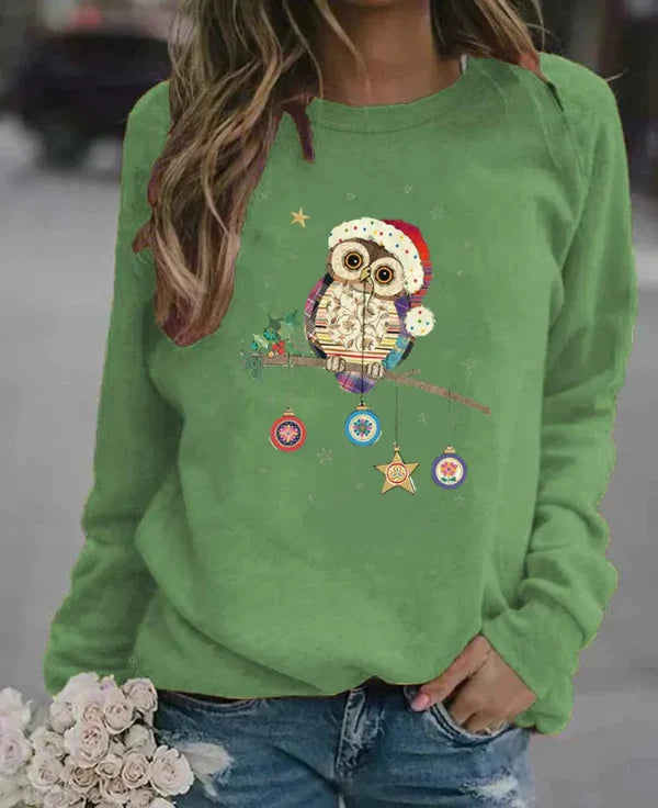 Sweatshirt femme – Coupe décontractée – Coton doux – Manches longues – Motif festif