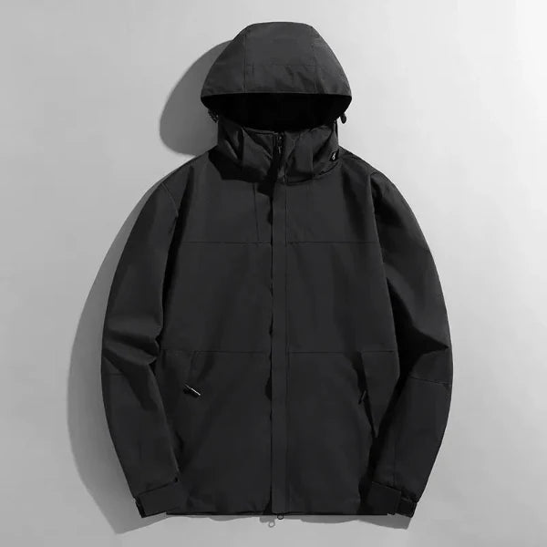 Veste homme outdoor – Coupe régulière – Imperméable – Capuche amovible – Coupe-vent