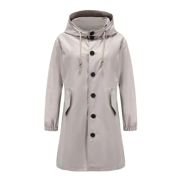 Veste imperméable femme – Coupe ample – Capuche avec cordon – Longueur mi-cuisse