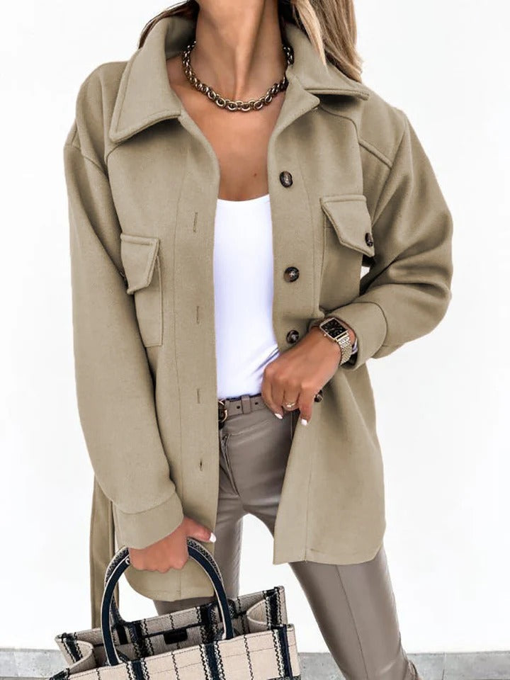 Veste coupe-vent femme – Coupe oversize – Longueur hanches – Fermeture boutonnée