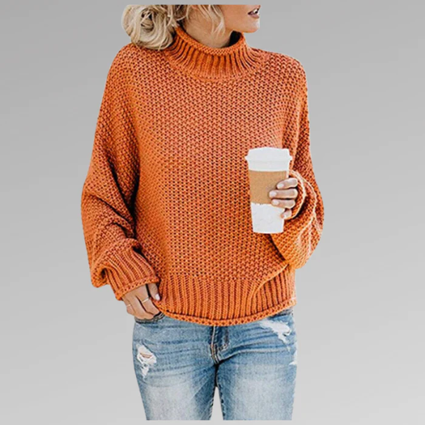 Femme Pull-Over - Laine - Coupe décontractée - Col montant côtelé