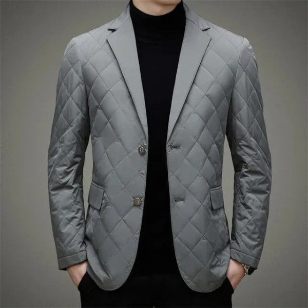 Veste matelassée homme – Coupe slim – Motif losange – Revers cranté – 2 boutons