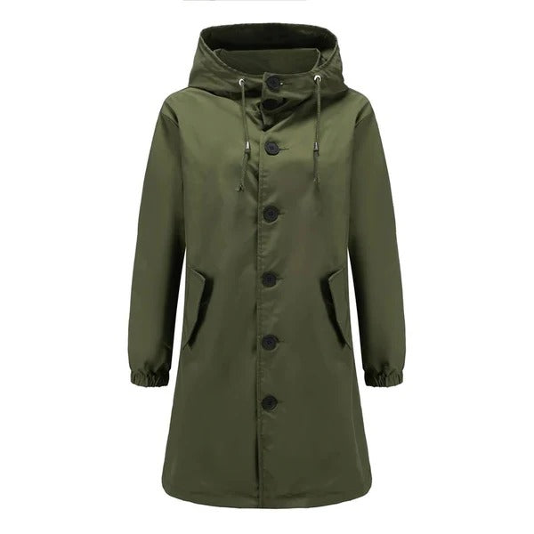 Veste imperméable femme – Coupe ample – Capuche avec cordon – Longueur mi-cuisse
