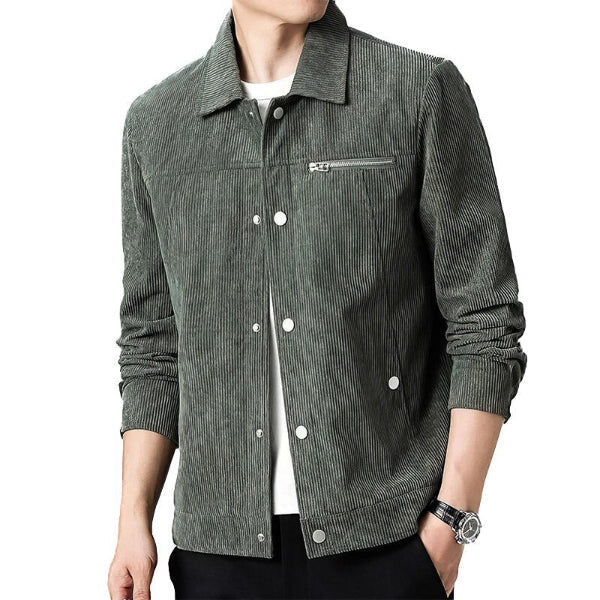Veste homme – Coupe régulière – Velours côtelé – Poche poitrine zippée – Boutonnée