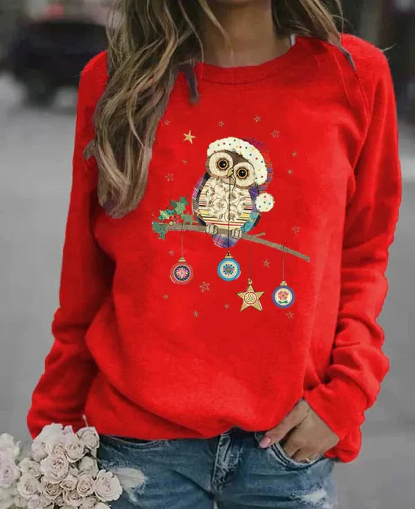 Sweatshirt femme – Coupe décontractée – Coton doux – Manches longues – Motif festif