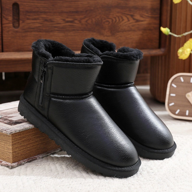 Bottes homme – Cuir grainé – Doublure fourrure – Semelle crantée antidérapante