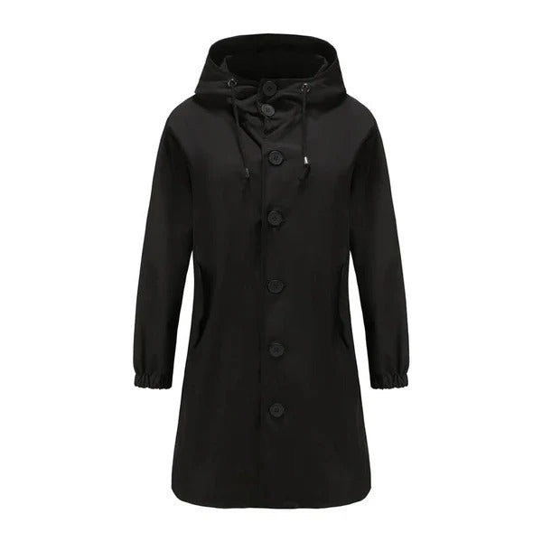 Veste imperméable femme – Coupe ample – Capuche avec cordon – Longueur mi-cuisse
