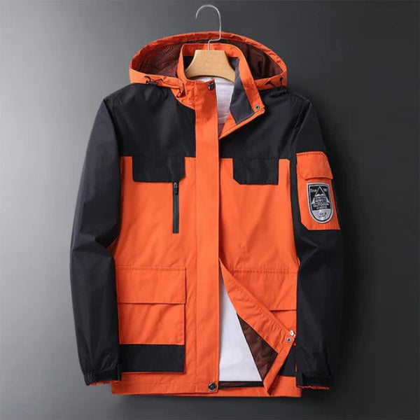Veste imperméable homme – Coupe droite – Respirante – Capuche – Multi-poches