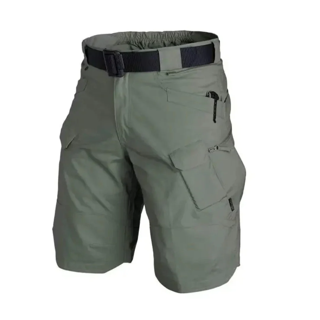 Short cargo homme – Coupe décontractée – Tissu respirant – 6 poches zippées – Ceinture intégrée