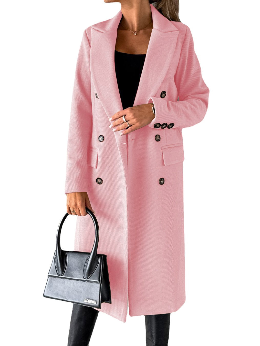 Manteau trench femme – Coupe ajustée – Laine douce – Boutonnage croisé – Longueur genou