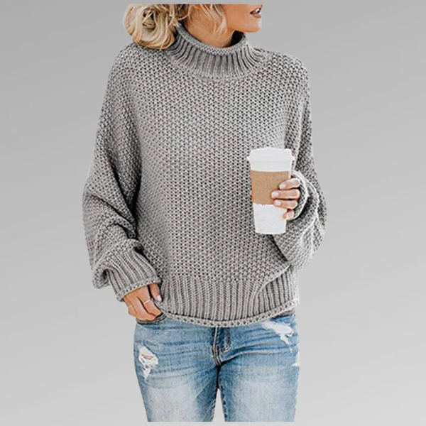 Femme Pull-Over - Laine - Coupe décontractée - Col montant côtelé