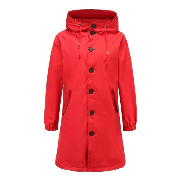 Veste imperméable femme – Coupe ample – Capuche avec cordon – Longueur mi-cuisse
