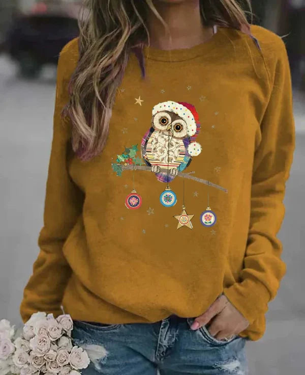 Sweatshirt femme – Coupe décontractée – Coton doux – Manches longues – Motif festif