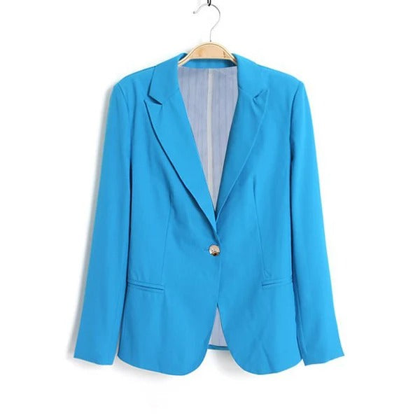 Blazer femme – Coupe cintrée – Fermeture un bouton – Revers crantés – Manches longues