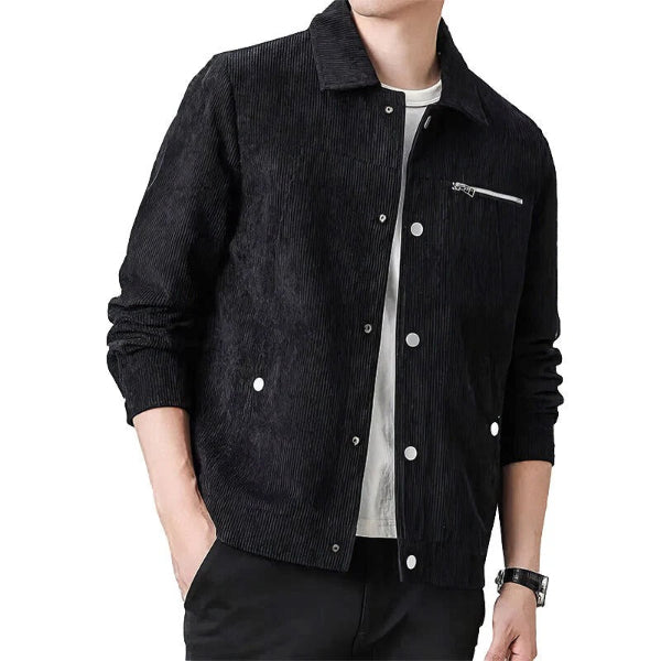 Veste homme – Coupe régulière – Velours côtelé – Poche poitrine zippée – Boutonnée