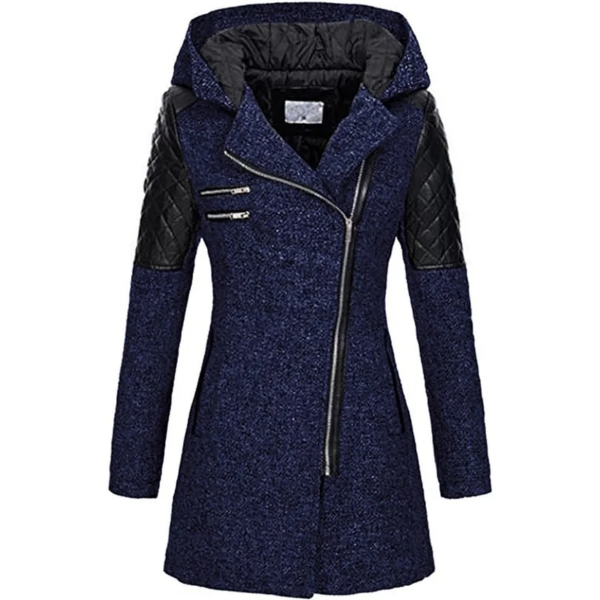 Veste femme – Coupe cintrée – Manches matelassées – Zip asymétrique – Capuche