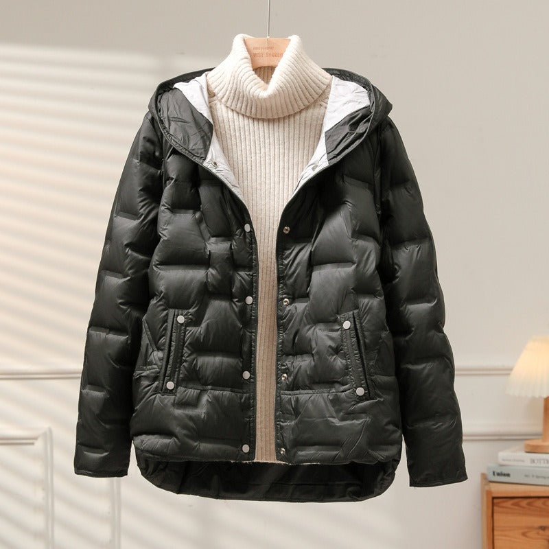 Manteau femme duvet – Coupe ample – Col à revers – Matelassé léger imperméable