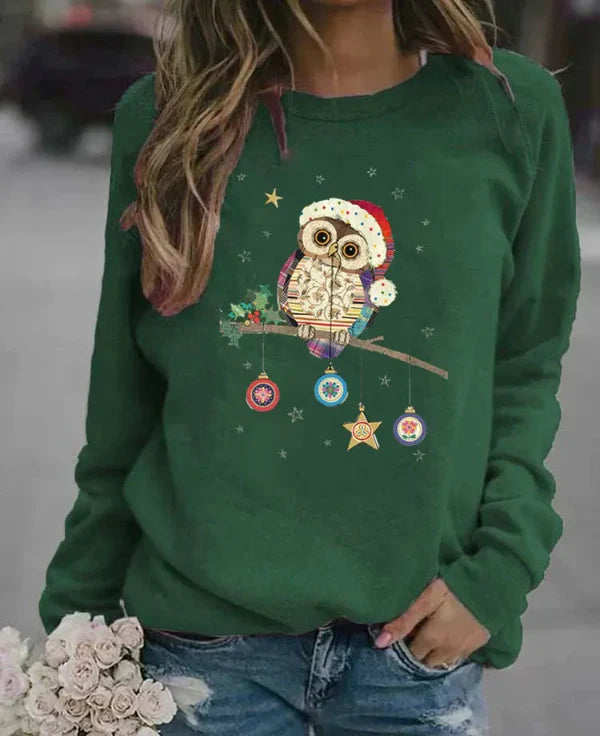Sweatshirt femme – Coupe décontractée – Coton doux – Manches longues – Motif festif