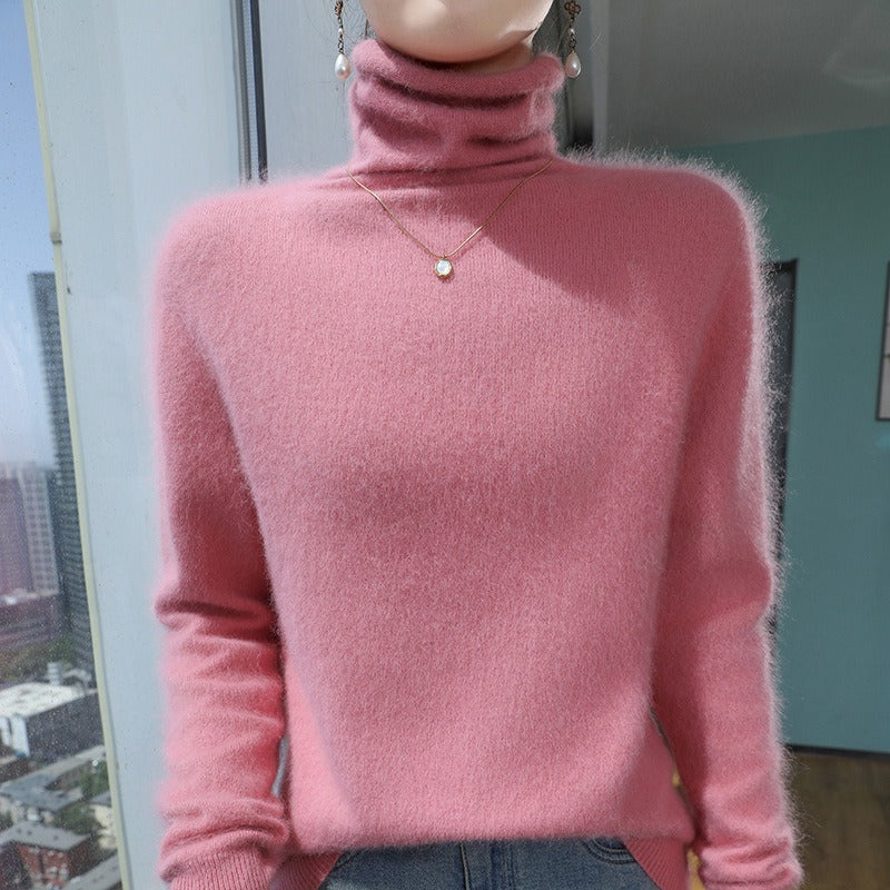 Sweatshirt femme – Coupe décontractée – Laine douce – Col superposé – Poignets côtelés