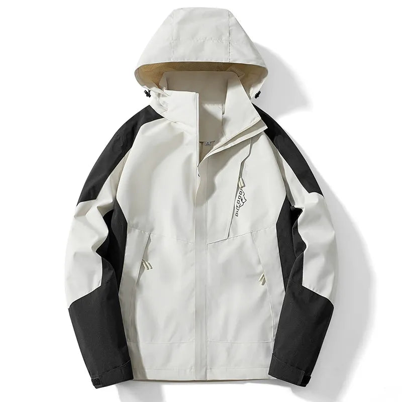 Homme Veste - Tissu Technique - Col Montant Avec Capuche - Coupe Droite - Longueur Hanche