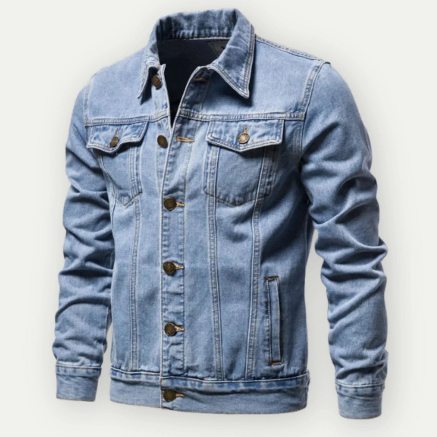 Veste trucker homme – Coupe ajustée – Denim respirant – Poches poitrine et côtés