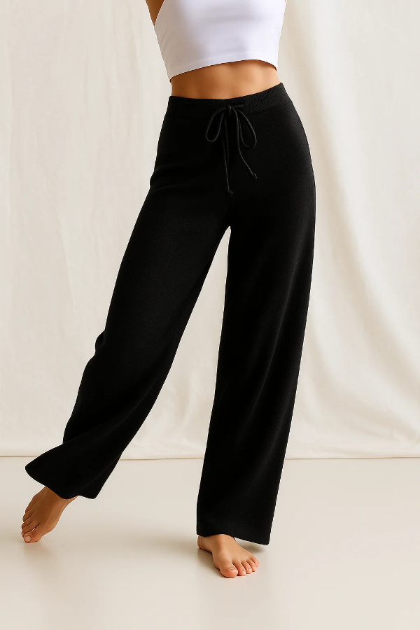 Femme Pantalon - Maille Fine - Coupe décontractée - Jambe large - Taille élastique ajustable