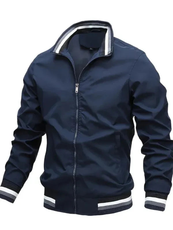 Veste homme – Coupe régulière – Tissu léger respirant – Col montant zippé