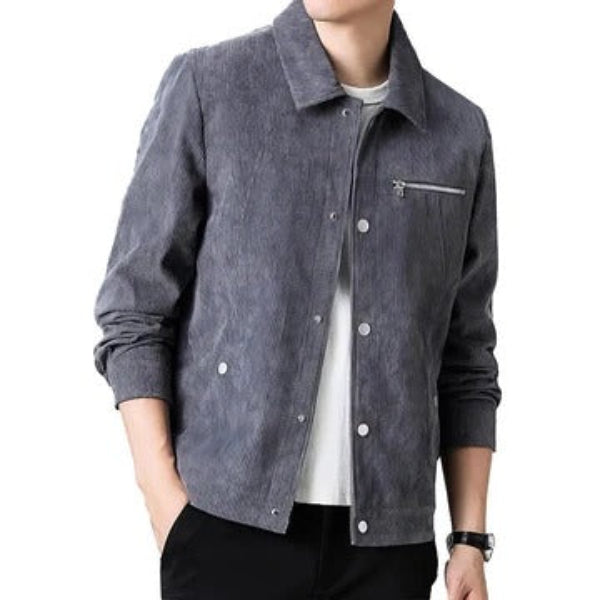 Veste homme – Coupe régulière – Velours côtelé – Poche poitrine zippée – Boutonnée