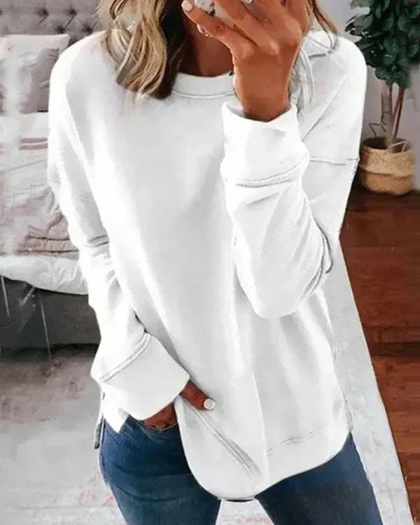 Sweatshirt femme – Coupe ample – Coton doux – Col rond confortable – Manches longues