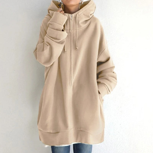 Sweat à capuche femme – Coupe oversize – Doux et chaud – Zippé – Manches longues